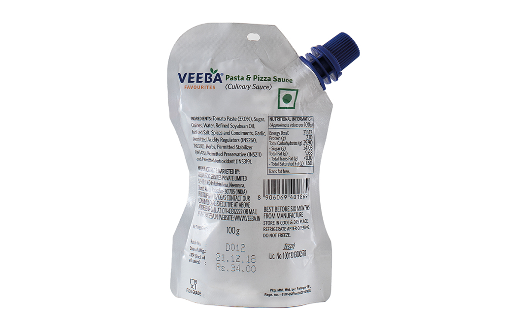 Veeba Pasta & Pizza Sauce Chef's Special   Pouch  100 grams